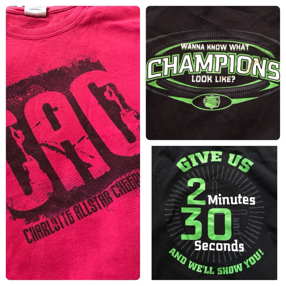 TWO (2) cheer t-shirts AM